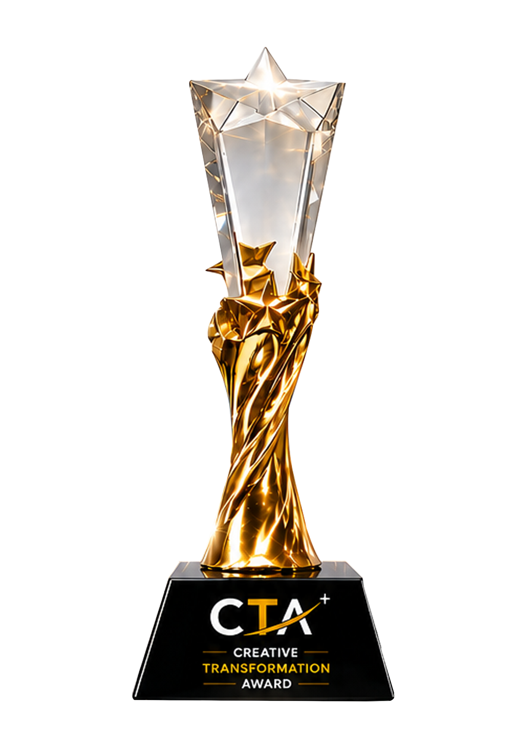 The Creative Transformation Award — a gold and crystal trophy on a black base carrying the CTA mark.